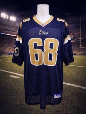 St. Louis Rams Kyle Turley 68 Reebok NFL Game On‑Field Football Jersey Men’s XL
